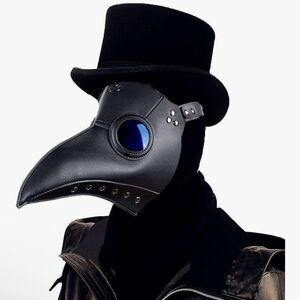 Black Steampunk Leather Mask and Neck Cover